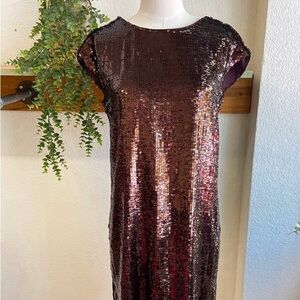 NWT Anthropologie Maeve Dress Kara Bordeaux/Wine Sequin Cap Sleeve Size XXSP
